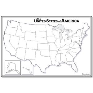 24 x 36 Inch Blank United States Map Dry Erase Poster Laminated US Outline Map Poster with Black Dry Erase Marker and Cleaning Cloth for Classroom Office Home School