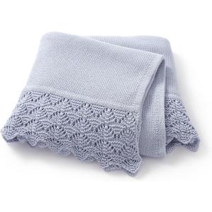 Hadetoto Baby Blanket Soft Cozy Cotton Cable Knit Crochet Receiving Crib Nursery Swaddling Blankets for Newborn Boys Girls (Baby Blue)