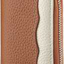 Linno RFID 20 Slots Credit Card Holder Genuine Leather Small Wallet for Women or Men with Zipper (New Brown)