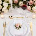 Nervure 100Pieces White with Gold Rim Plastic Plates - 7.5inch Disposable Gold Salad/Dessert Plate - White and Gold Plastic Plates Ideal for Wedding & Party & Mothers Day