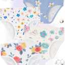 Girls' Underwear,Soft Cotton Tagless Panties for Toddlers' & Little Kids' Comfort,Breathable Briefs,8-Pack (3T, Flowers-leaves-butterfly-heart-white-pink-black)
