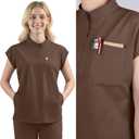 Scrubs Set for Women Medical Uniform Nurse Suit, Anti-Wrinkle Scrub Top Jogger Pant&11 Pockets,4 Way Stretch Workwear, XS