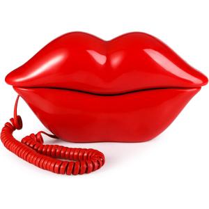 Suwimut Red Mouth Telephone, Wired Novelty Cute Sexy Lip Phone, Gift Real Corded Cartoon Shaped Landline Phone Desk Corded Phones for Home Hotel Office Shop Party Decor