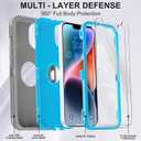 for iPhone 14 Case with 2 Screen Protector,Full Body Shockproof Drop Protection Dust Proof Heavy Duty 3-Layer Rugged Durable Military Grade Cover for Apple iPhone 14 6.1" (Gray/Blue)