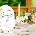 3 x Acrylic Wedding Signs Wedding Sparklers Send Off Sign for Reception, 6x8" Floral Themed Arch Acrylic Table Decor, Love Is In Bloom & Baby In Bloom Decorations for Baby Shower Bridal Shower Engagement
