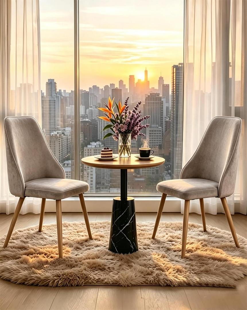 Mid-Century Modern Dining Chairs Set of 2 Grey Velvet Upholstered High Back Accent Chairs with Solid Sturdy Legs Ergonomic Curved Backrest Kitchen Chairs for Dining Room/Kitchen/Living Space, Oversized