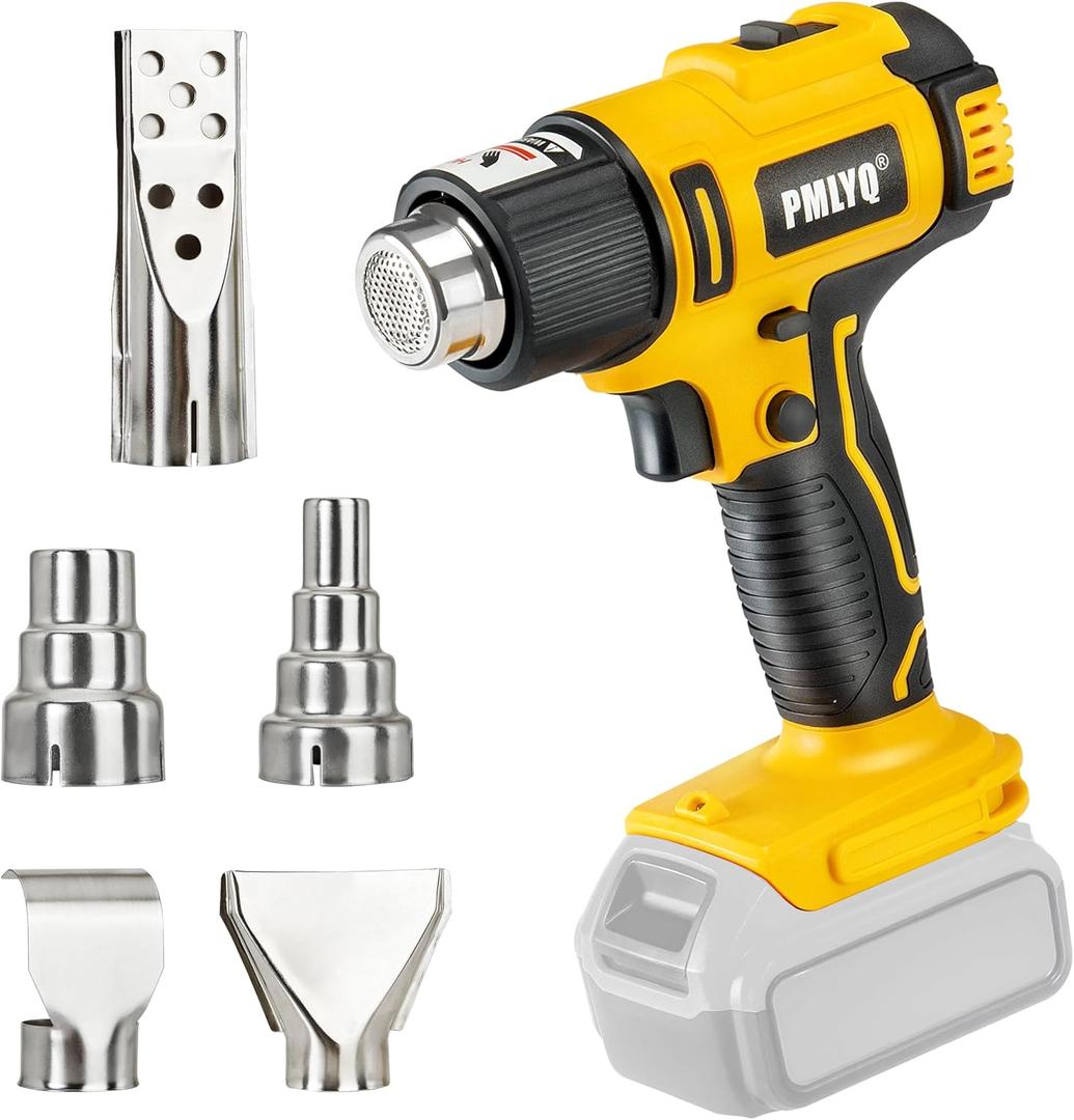 PMLYQ Cordless Heat for Dewalt 20v Battery,350W Fast Heating Soldering Hot Air ,2-Temp Setting Max 1022F(550C),Heat for Tube Bending,Resin & Decorating (Tool Only NO Battery) (Ordinary)