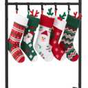 GloTika Christmas Stocking Holder Stand with 6 Hook, Heavy Duty Freestanding Christmas Stocking Hanger, Metal Holiday Decor Hanger Display for Home, Floor, Living Room