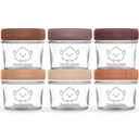 KeaBabies 6pk 4oz Glass Baby Food Containers with Lids - Leak-Proof, Microwavable Small Glass Jars, Baby Purees & Toddler Snack Storage Containers, BPA-Free, Dishwasher & Freezer Safe (Terracotta)