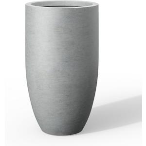 Kante 24 Inch Tall Round Concrete Planter, Large Indoor Outdoor Plant Pots with Drainage Hole and Rubber Plug, Modern Decorative Garden Pots for Home Patio Porch, Natural Concrete