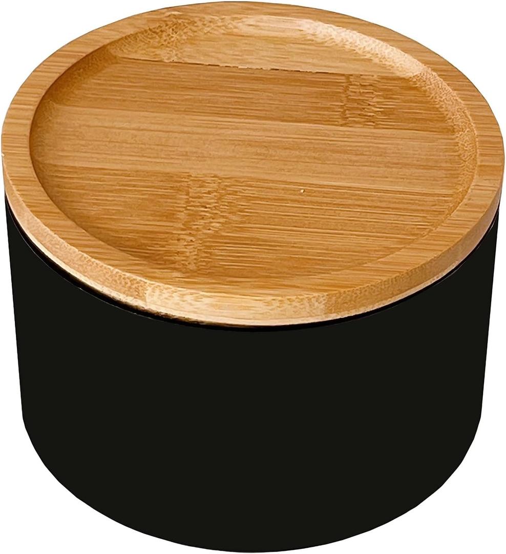 Wlz Small Jewelry Organizer Box Round Modern Jewelry Storage Box for Women Earrings Rings Holder Girls Necklaces Bracelets Container Boxes with Wood Lid (Black)