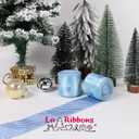 LaRibbons Christmas Wired Ribbon 2.5 inch Double Faced Blue Snowflakes and Striped Christmas Ribbon for Tree Garland, Wreath Bow, Xmas Crafts Decorations, 2 Rolls 10 Yards Total