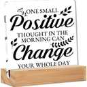 Pack of 3 Home Decor Inspirational One Positive Thought in the Morning Sign Office Desk Decor Motivational Acrylic Sign Decorative Rustic Farmhouse Decor,(4 x 4 Inches)