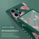 LEECG for Samsung Galaxy S24 Ultra Case, Creative Flower Pattern Design Phone Cover Drop Protection Soft Ultra Thin Scratch Resistant Microfiber Lining Inner for Galaxy S24 Ultra-Butterfly Green