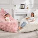 Hobestluk 3 in 1 Bean Bag Chair Giant Bean Bag Chairs for Adults with Bubble Cover Convertible Bean Bag Floor Cushion with Machine Washable Cover for Living Room (Bubble White), Large