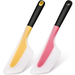 2 Pieces Omelette Spatula Kitchen Turner Silicone Flip and Fold Omelette Turner for Kitchen Omelet Pancake Crepes(Red and Yellow)