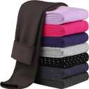 Cooraby Girls Cotton Fleece Lined Leggings Thick Thermal Pants Kids Basic Full Length Tights Winter Warm Clothes (6-7 Years, Coffee)