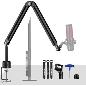 Microphone Boom Arm,Aokeo AK-45 Desk Adjustable Compact Mic Suspension Boom Scissor Arm Stand For Blue Yeti,Snowball iCE, HyperX QuadCast,SoloCast,Elgato Wave,Etc