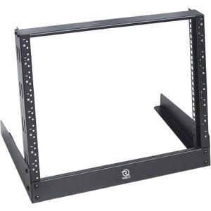 RIVECO 8u Tabletop Rack for Audio & Network, Desktop Rack Shelf Tappered Holes Open Frame Sound Recording Shelf Free Standing 2 Post Black