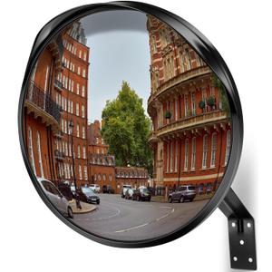 Acrylic Convex Traffic Mirror, 12 inch Adjustable Wide Angle View Curved Security Mirror for Driveway, Park, Garage, Corners and Blindspot(Support Indoor and Outdoor)