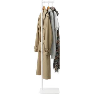 Adjustable Clother Display Stand 61"-75", Metal Clothing Display Rack Freestanding, Single Arm Clothes Rack, Customer Stand for Coat and T-shirt Hanging in Shops, Retail Stores, Home (White)