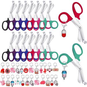 48 Pcs 24 Set Nurses Week Gifts Bulk - 24 Set Bandage Scissors with Funny Keychain, Nursing Scissors Stainless Steel Round Tip, Nurse Appreciation Gifts for Staff Rn Lpn Graduation