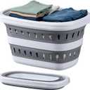 Monozuki Collapsible Plastic Laundry Basket 10.6 gallon(40L) Eco-recycled material- Foldable Pop Up Storage Container/Organizer - Space Saving Hamper/Basket BPA Free, Grey-10.6 gallon