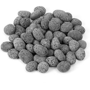 Skyflame Black Natural Tumbled Stones Round Lava Rock Pebbles for Indoor Outdoor Gas Fire Pit | Fireplaces | Garden Landscaping Decoration | Cultivation of Potted Plants | 10 Pounds | 1/2-1 Inch Size (1/2"-1"(10lb))