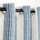 DriftAway Chris Linen Blackout Curtains with Thermal and Sound Reducing Layer 36 Inches Long for Bedroom Striped Printed Drapes Thermal Insulated Lined Window Treatments for Living Room Jean Navy (52"W x 36"L (Pack of 2))