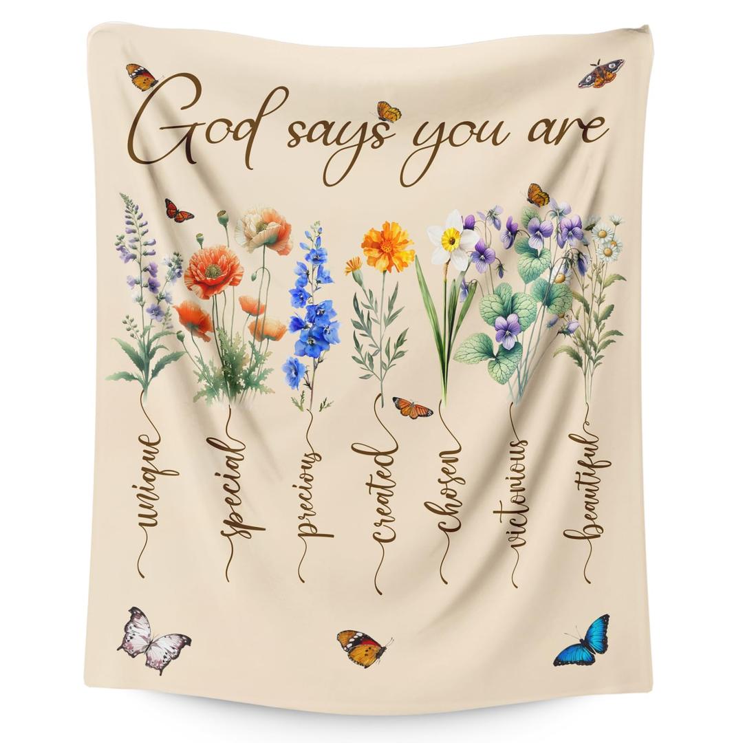 Christian Gift for Women Girls, Floral Throw Blanket for Daughter Mom Sister Christians Birthday, 50x60 Inches Soft Comfy Flower Blanket Spiritual Religious Gifts