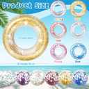 12 Pcs Pool Floats with Beach Balls 35'' Inflatable Clear Glitter Pool Float Tube Glitter Beach Ball Summer Beachs Pools Tubes Floaties Ring Party Toy for Kid Adult Toddler (Stylish), 33.46 inches