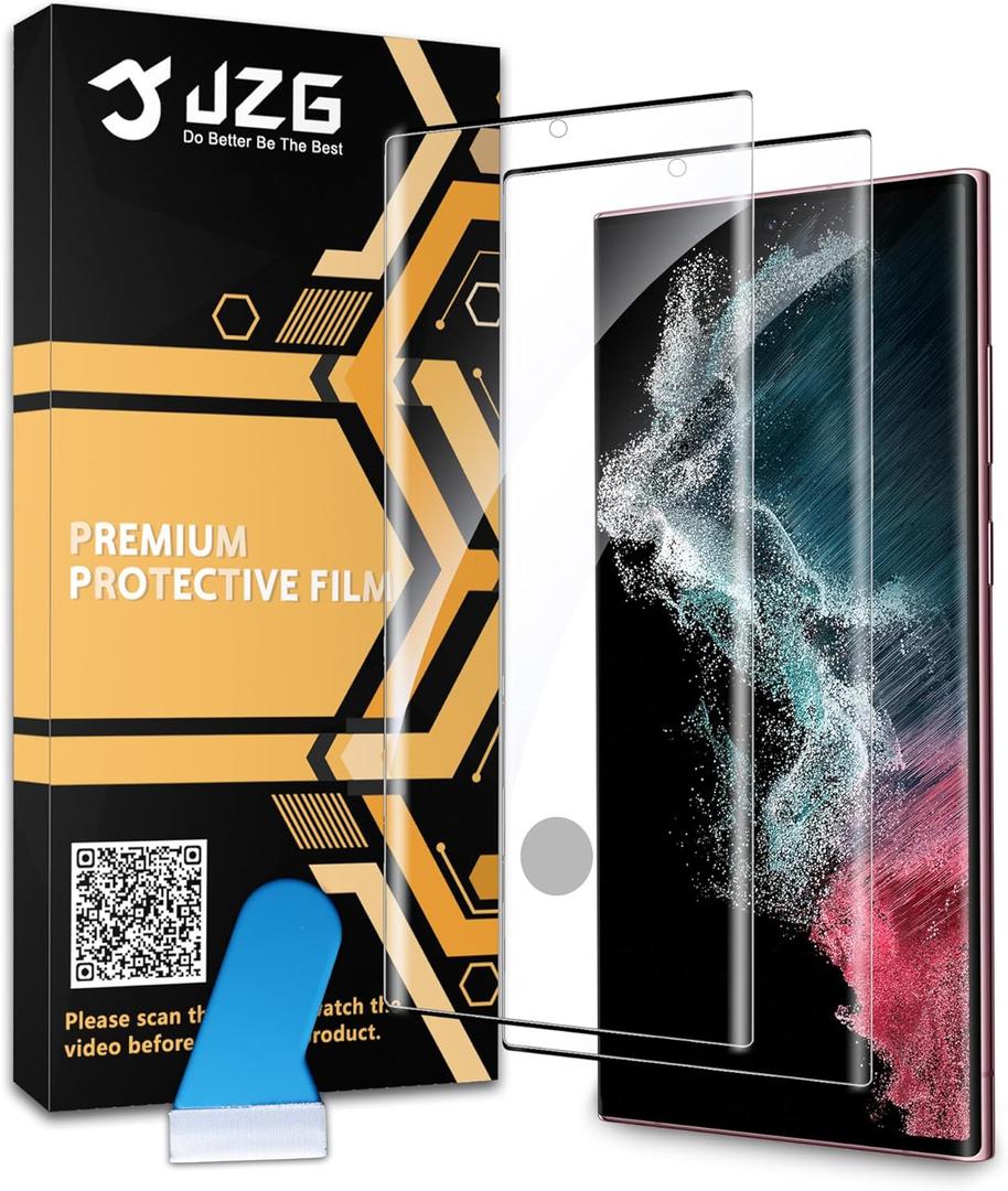 JZG 2 Pack for Galaxy S22 Ultra Screen Protector Tempered Glass, No Camera Lens Protector, Fingerprint Unlock, Anti-Shock, Bubble Free, Case Friendly