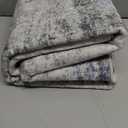 3x8 Washable Runner Rug for Hallway Kitchen Low Pile - Abstract Carpet Runner for Entryway Bathroom Laundry Room Bedroom Dining Room Indoor Floor Mat - Grey Blue