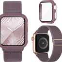 Stretchy Bands Compatible for Apple Watch Band and Case 40mm 44mm 41mm 45mm 42mm 46mm, Nylon Solo Loop Sport Straps Protective Cover with Screen Protector for iWatch Series 11 10 9 8 7 SE 6 5 4 SE3