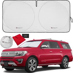 1-Piece Windshield Sunshade Foldable Car Front Window Sun Shade for Most Cars SUV Truck - Best Heat Shield Auto Reflector Cover - Blocks Max UV Rays & Keeps Your Vehicle Cool - Medium Fit