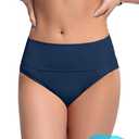 Beautikini Period Swimwear Bikini Menstrual Swim Bottoms Leakproof Bathing Suits for Teens Girl (Small, Dark Blue)