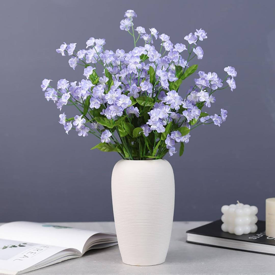 6PCS Artificial Forget-Me-Not Flowers, Faux Floral Stems for DIY Silk Arrangements, Wedding Home Decor Vase Bouquet (Purple)