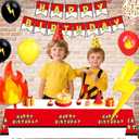 Birthday Party Decorations for Boys,Happy Birthday Banner,Foil Balloons,Tablecloth,Party Supplies For Girls (Yellow cartoon)