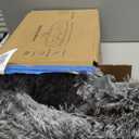 Coohom Oval Calming Donut Cuddler Dog Bed,Shag Faux Fur Cat Bed Washable Round Pillow Pet Bed for Small Medium Dogs (XL(36"x27"x7"), Grey)