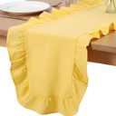 Oudain Yellow Ruffle Table Runner Cotton Fabric 118 x 13.8'' Farmhouse Rustic Ruffled Edge Table Runner Wedding Decor for Spring Baby Shower Bridal Shower Party