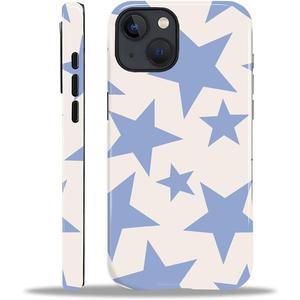 for iPhone 14/13 Case for Women Girl Men Boy, Compatible with MagSafe, Shockproof Soft Silicone & Hard PC Shell Protective Case for iPhone 14/13 - Light Blue Stars