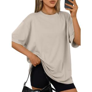 Trendy Queen Womens Oversized Summer T Shirts Plus Size Spring Cute Casual Tops Short Sleeves Fashion Workout Clothes (M)