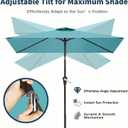 6.5' x 10' Rectangular Patio Umbrella Large Outdoor Market Umbrella w/UV Protection, Push Button Tilt and Crank Lift, Rectangle Table Umbrella for Garden, Deck, Pool, Patio, Sky Blue
