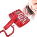 Big Phone for Seniors, Corded Phone with Caller ID, Adjustable Ringtone, and Speed Dial Memory, Wall Mountable Wired Landline Telephone for Hearing and Visually Impaired(Red)