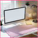 Hahafelt Scalloped Desk Mat Large Scalloped Piping Cute Desk Mat Aesthetic Preppy Table Pad Large Nonslip Pad with Edge Stitching Waterproof Gaming(Pink,31.5 x 15.8 Inches)