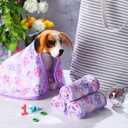 Tatuo 4 Pack Fleece Dog Blankets for Puppy Cats Multi-Size Sleep Mat for Pet Guinea Pig Soft Washable Warm Crate Bed Puppy Teething Toys Print Pattern Blanket Indoor(Purple,24 x 16 Inch,Paw)