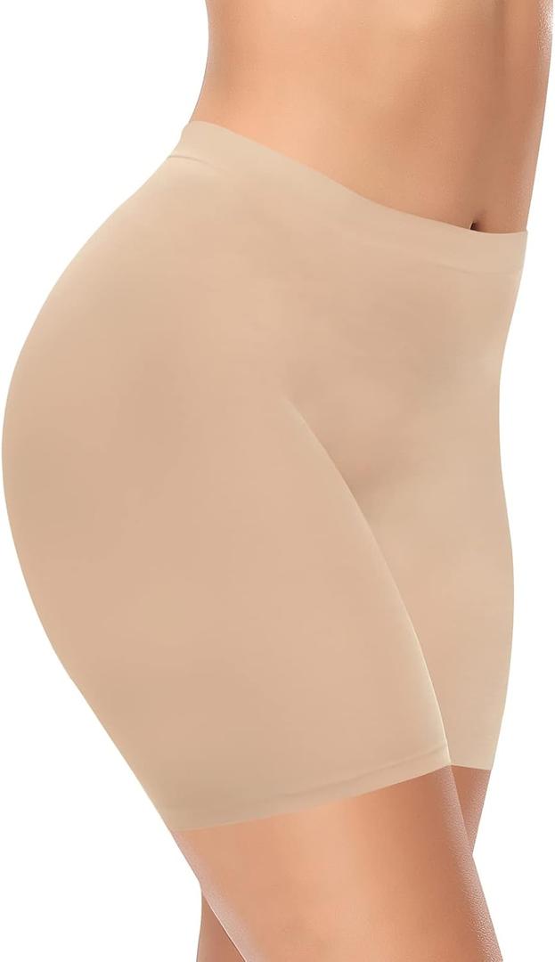 Womens Seamless Shaping Boyshorts Panties Tummy Control Underwear Slimming Shapewear Slip Shorts (Large, #A1 Beige(lightweight))