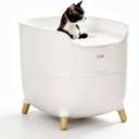 MS!MAKESURE Large Top Entry Cat Litter Box with Scoop, Covered Hidden Design for Odor Control and Less Tracking, Easy to Clean(White)