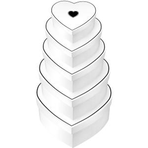 ysmile Valentine Gift Box with Lid, Heart Shaped Flower Box, Assorted Size Heart Nesting Box for Women Men Anniversary 8.2" White