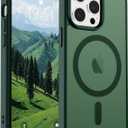 SUPFINE Magnetic for iPhone 13 Pro Case (Compatible with MagSafe) (Military Grade Drop Protection) Slim Translucent Matte Shockproof with Anti-Fingerprint Phone Case,Forest Green